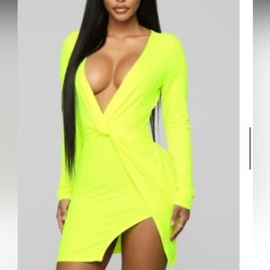 NWT Sugar Free Dress - Neon Yellow/Green - Size S